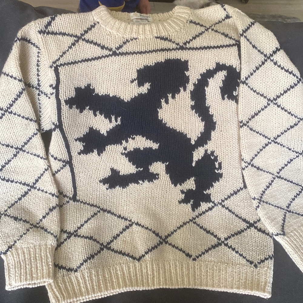 Pringle Cream and Black Crewneck Sweater